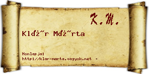 Klár Márta névjegykártya